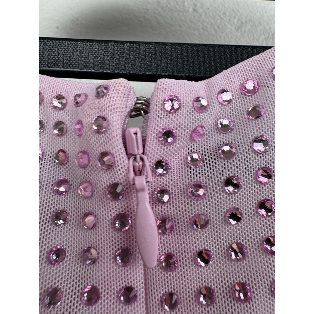 Self Portrait Pink Rhinestone Mini Dress Size 2 - Picture 3 of 13